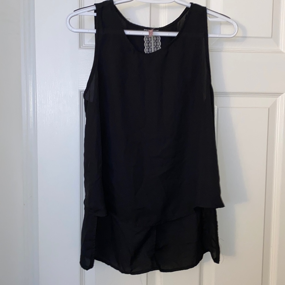 Mauve Black Flowy Sliced Back Open Tank Top size medium